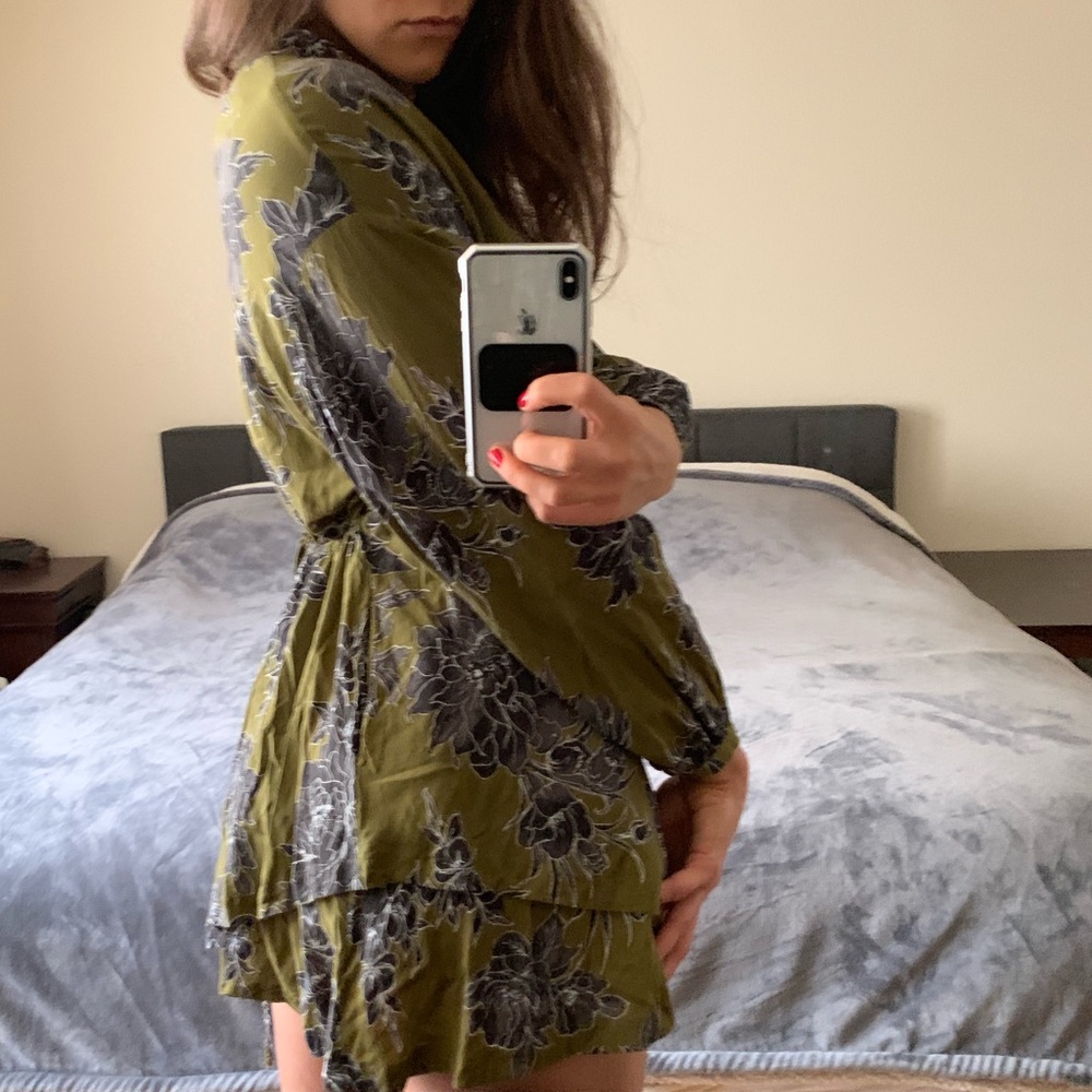 Free People Green Floral dress XS